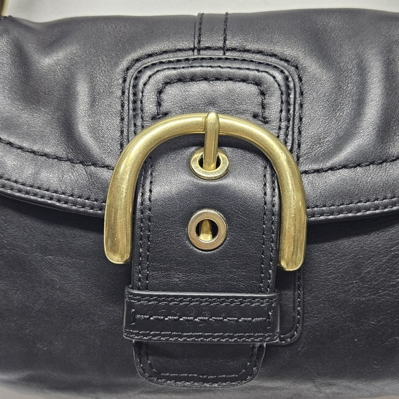 Vintage Coach F11840 Soho Flap Black Leather Shoulder Bag Y2K - Picture 8 of 14